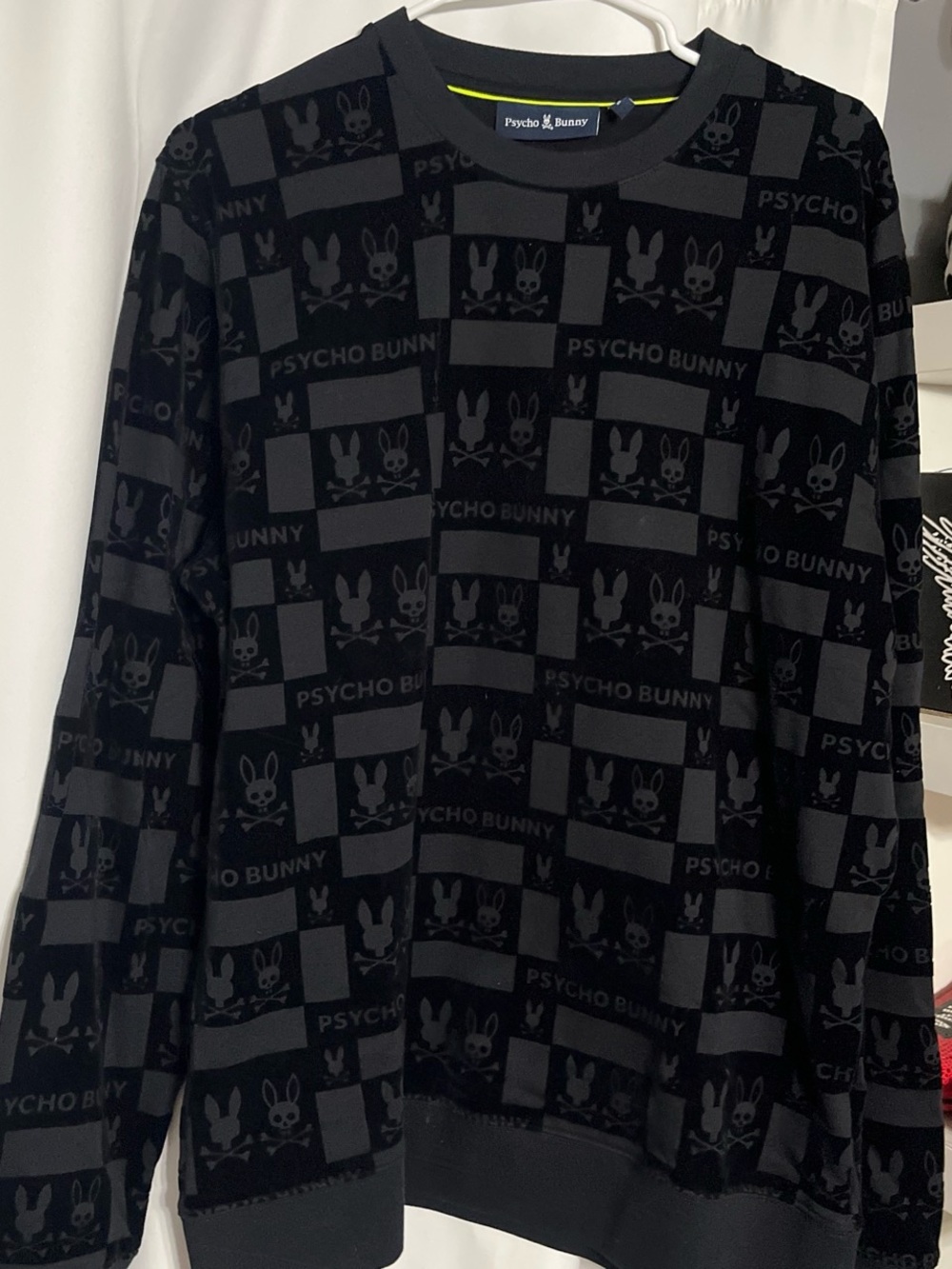 Psycho Bunny Black Checker Logo Crewneck Pullover